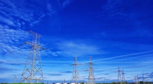 Power lines carrying electricity.