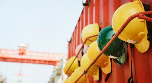 Hardhats on a construction job site