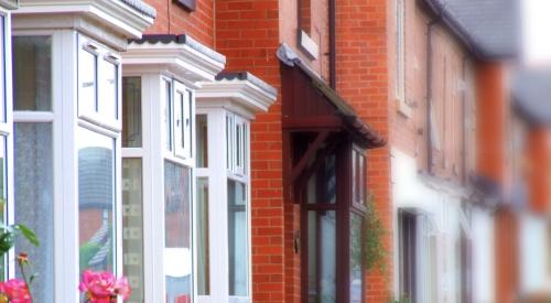 red-brick rowhouse exteriors