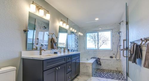 Modern, remodeled spacious bathroom