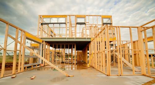 Wood-framed house under construction