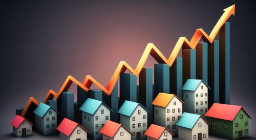 Rising home prices on line graph