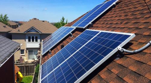 Rooftop solar panels on residential home