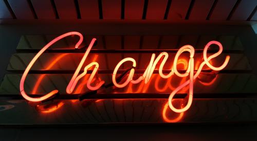 Neon sign that reads "change"