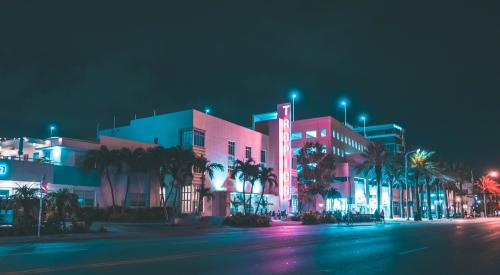 Miami streetscape at night