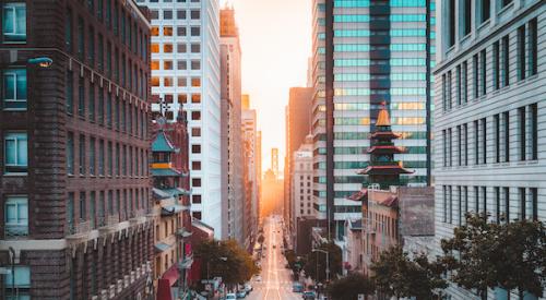 San Francisco street at sunrise