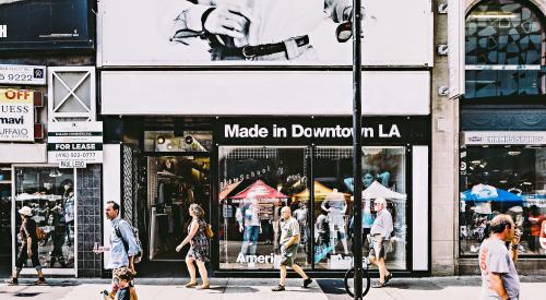 Consumers on a city sidewalk