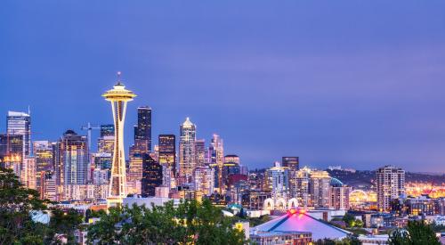 Seattle downtown metro area at dusk