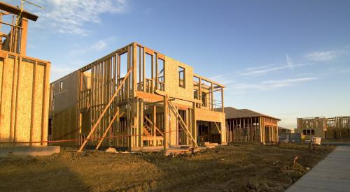 Single family house under construction in residential development