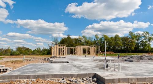 Wood framing for new single-family house on lot