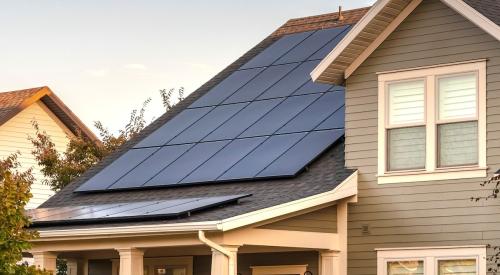 Solar panels on roof of house