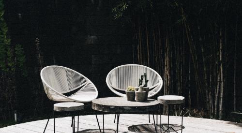 Patio furniture on a deck