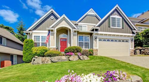 Spring house with flowers