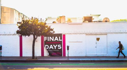 California street with billboard that says "Final Days"