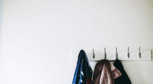 House interior coat hooks with coats hanging