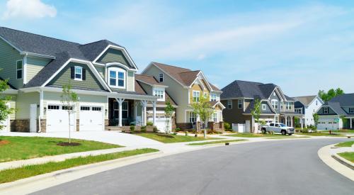 Suburban street with cul de sac