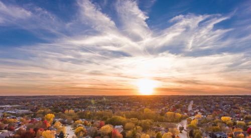 Sunset over suburb