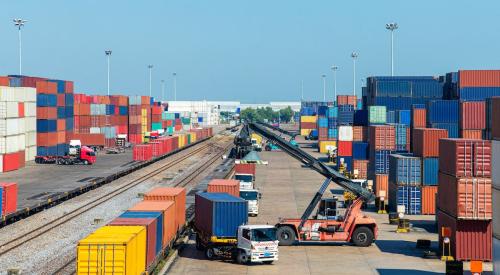 Cargo in storage on shipyard