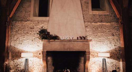 House interior with fireplace