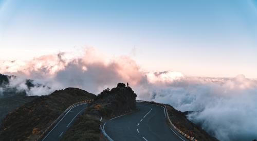 Road winding through mountains