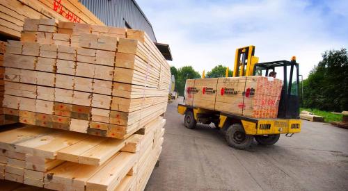 Stacks of lumber for construction