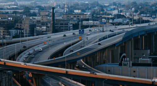 Aerial view of I-43 inbound to Milwaukee