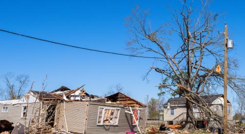 Houses destroyed by tornado