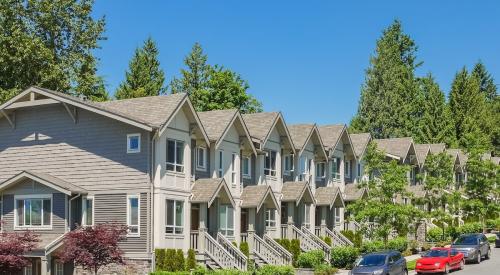 Row of residential townhouses