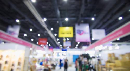 Trade show floor blurred