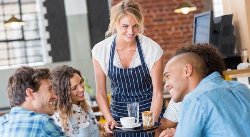 Waitress Serving Table