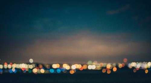 Blurry city lights at night