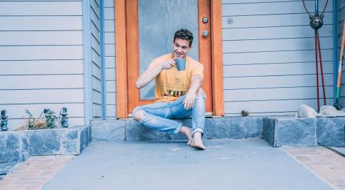 Man sitting on stoop