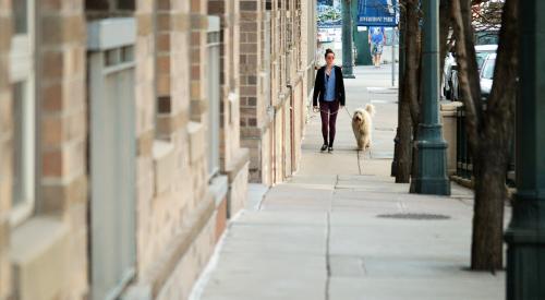 Woman on sidewalk