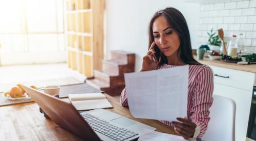 Woman working from home