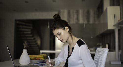 Woman working from home