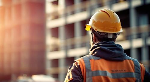 Construction worker in yellow hard hat