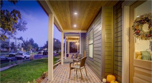 Front porch of all-electric home in Denver