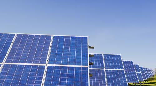 solar panel farm in field